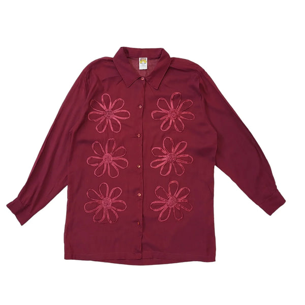 Honey 90s Vintage Red Floral Collared Button up Shirt Women's Size 18