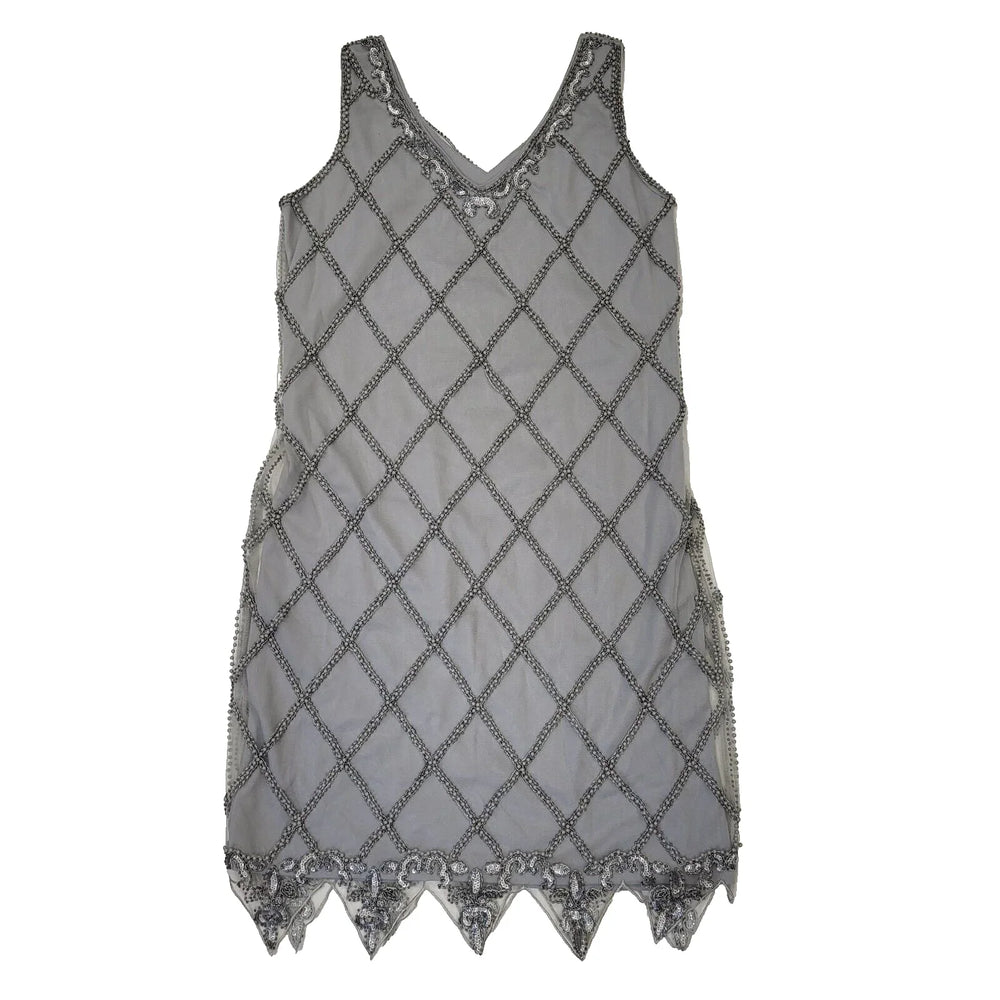 Solo Grey Sleeveless Gina Diamond Dress UK Women's 12 W30 Bnwt L501