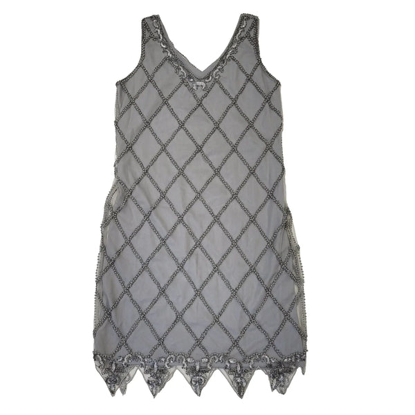 Solo Grey Sleeveless Gina Diamond Dress UK Women's 12 W30 Bnwt L501