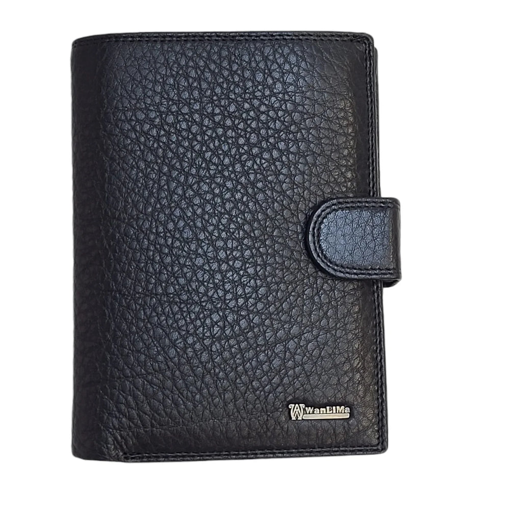Wanlima Black Leather Wallet Uk Men's Size 5.5" x 4"