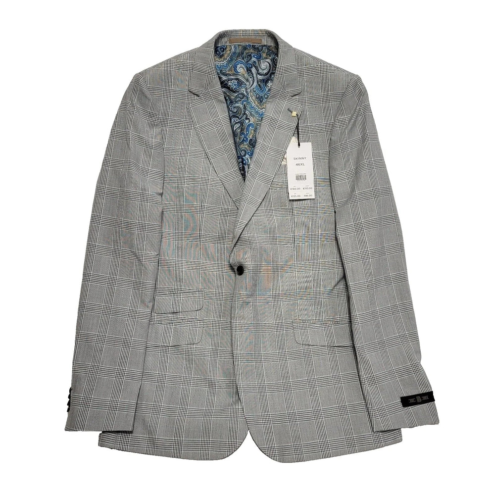 Burton Suit Blazer Jacket Check Grey Skinny Uk Men's Size XL 46'' Bnwt L82