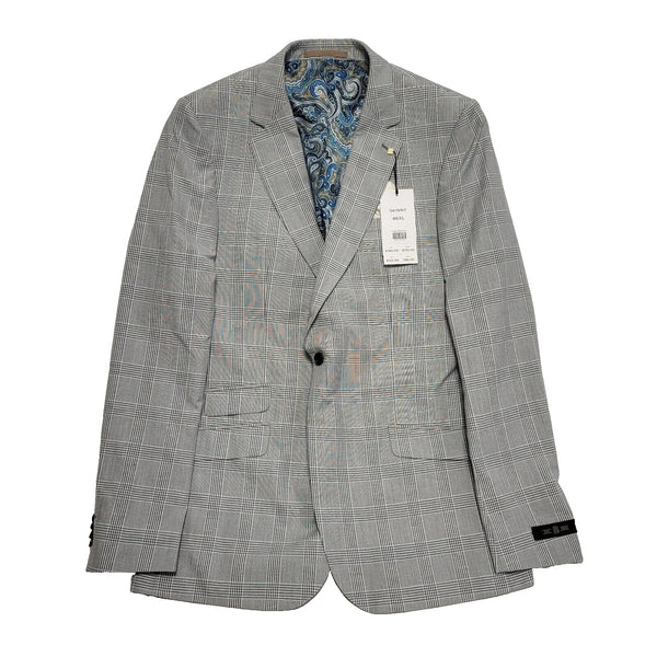Burton Suit Blazer Jacket Check Grey Skinny Uk Men's Size XL 46'' Bnwt L82