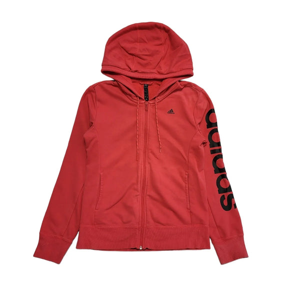 Adidas Coral Zip Up Drawstring Sweatshirt Hoodie UK Women's M 12-14 K473