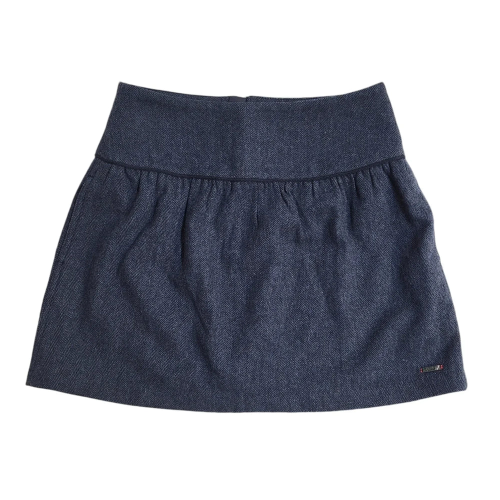 Superdry Navy Blue Wool Blend Zip Mini Skirt Uk Women's Size S W26 EE995