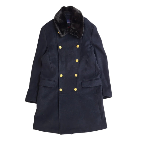 Luc Brevet Black Double Breasted Overcoat UK Women's Size 12 EE522