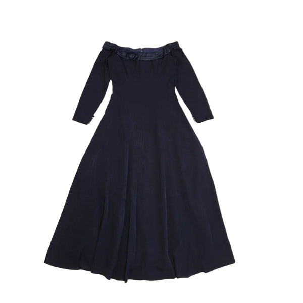 Vintage 90s Navy Blue Off The Shoulder Evening Dress Women's Size 10