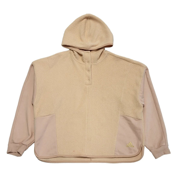 Adidas Peach 1/4 Snap Fleece Hoodie Uk Women's Size Large DD180