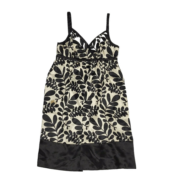 Principles Modernist Black Beige Leafy A-Line Summer Dress Women's 14 H784 BNWT