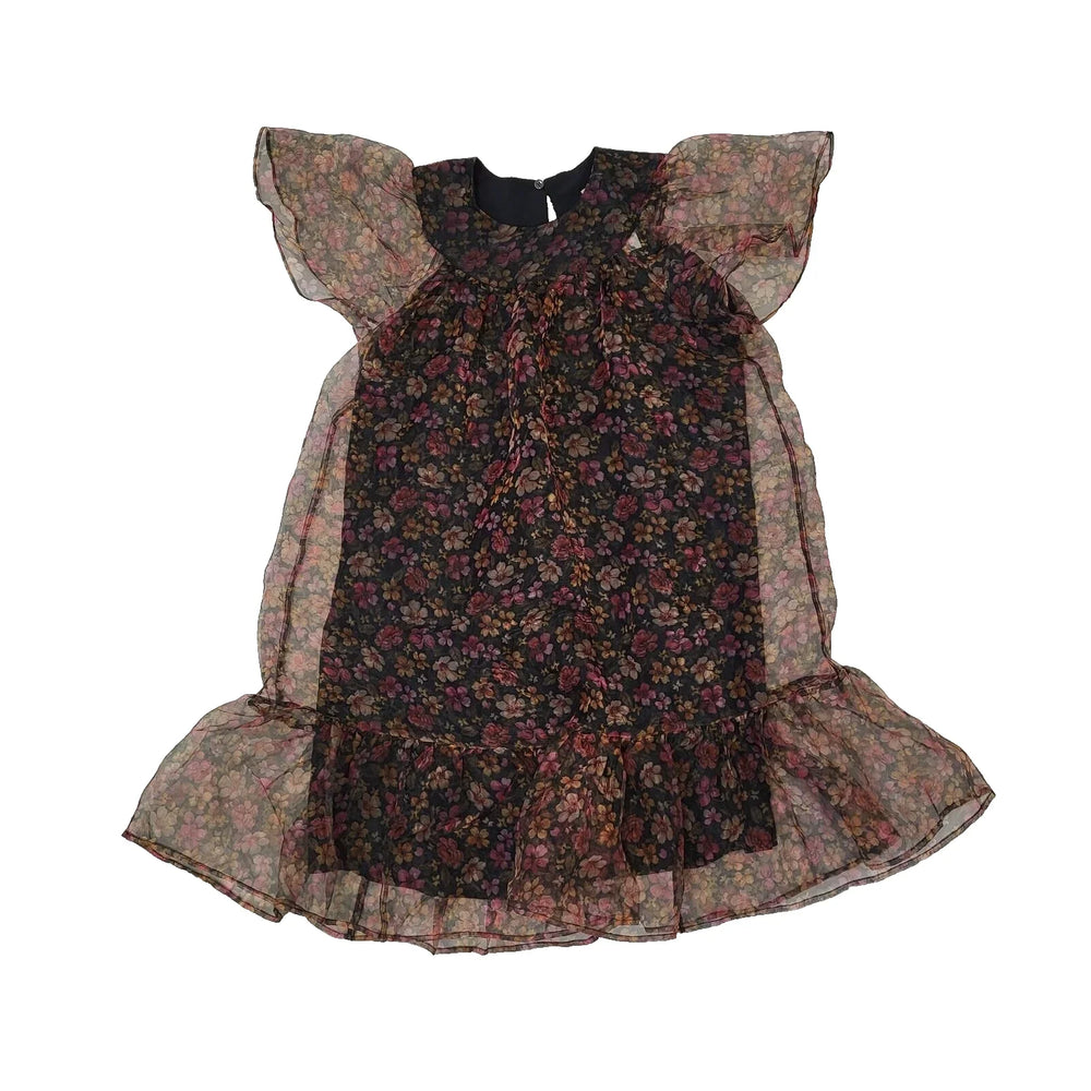 Topshop Black Pink Floral Short Sleeve Dress Uk Women's Size 4 Bnwt EE73
