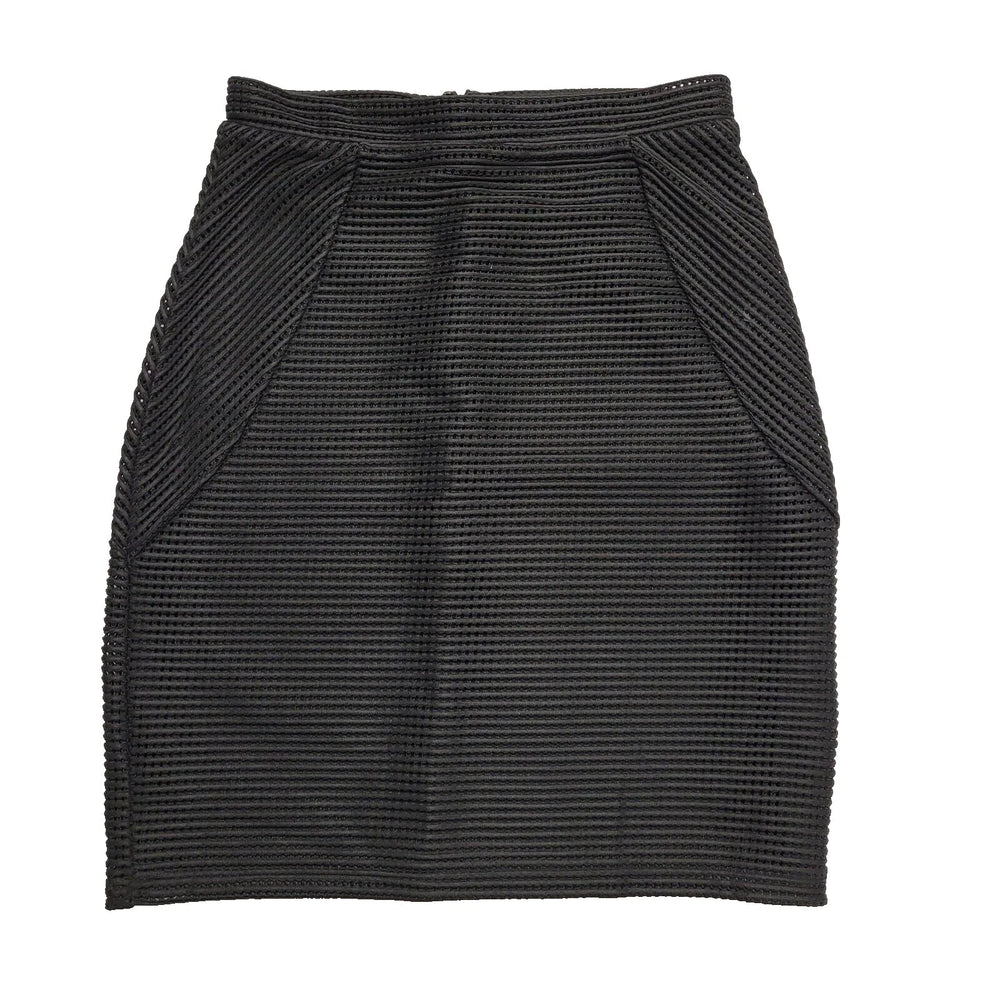 Reiss Black Ribbed Zip Pencil Skirt Uk Women's Size 10 W28 BB949