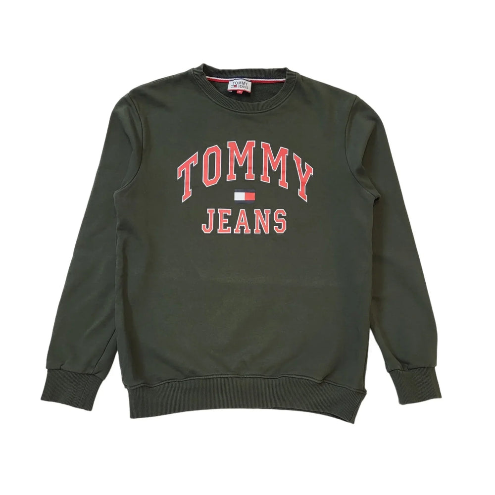 Tommy Jeans Spell Out Green Round Neck Sweatshirt Women's Uk M 10 H98