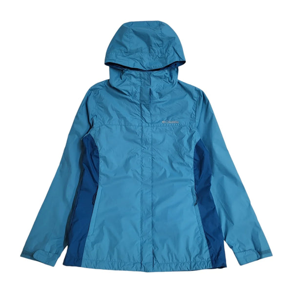 Columbia Blue Zipped Windbreaker Hooded Jacket UK Women's S EE467