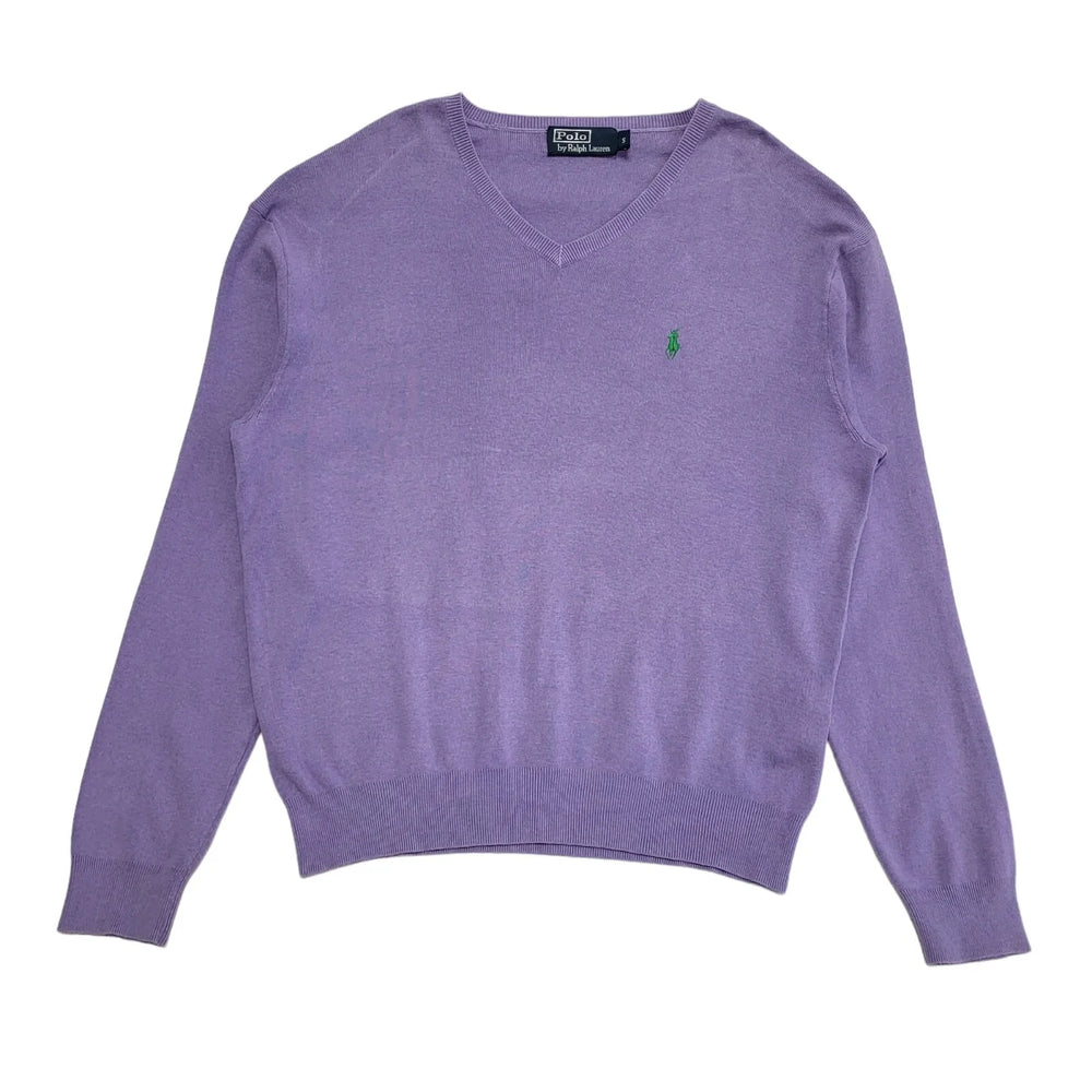 Polo Ralph Lauren Purple V-Neck Jumper Uk Men's Size Small