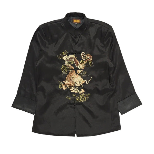 Vintage 80s Black Oriental Embroidered Jacket Uk Men's Size XL