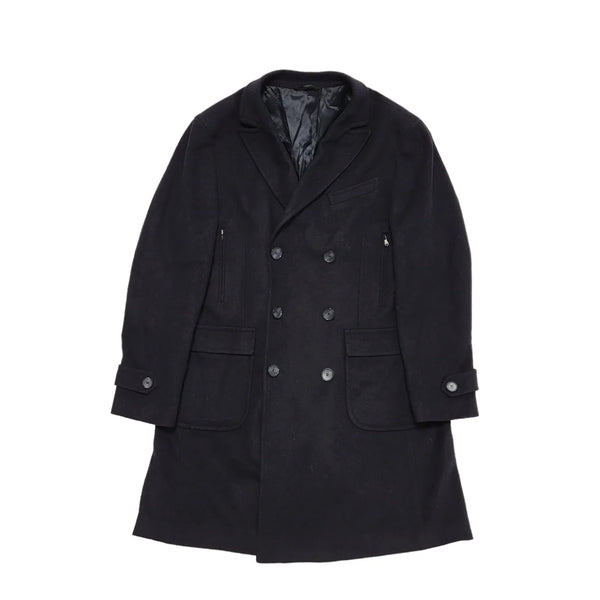 Azzaro Black Button Wool Collared Overcoat Uk Men's Size Medium BB308