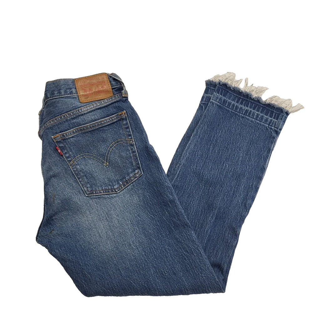 Levi's Blue Straight Leg Ripped Frayed Hem Denim Jeans Women's 12 W30 L26 K854