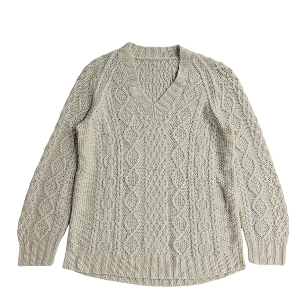 Vintage 90's V-Neck Cream Knit Jumper UK Women's Size 12