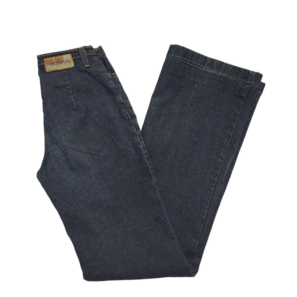 Hollywood Y2k Vintage Dark Blue Bootcut Denim Jeans Uk Women's XS W25 L32