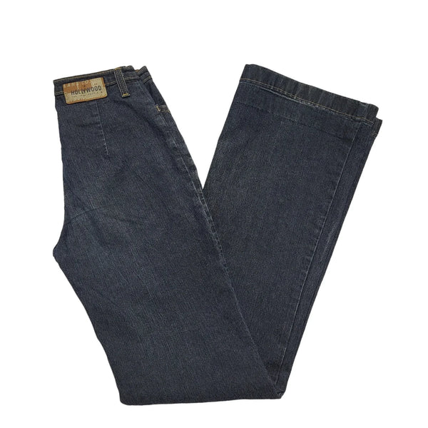 Hollywood Y2k Vintage Dark Blue Bootcut Denim Jeans Uk Women's XS W25 L32