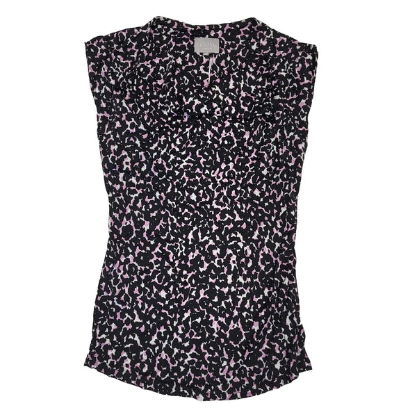 Ghost London Black White Purple Short Sleeve Polo Top Women's UK L 12 BNWT H808