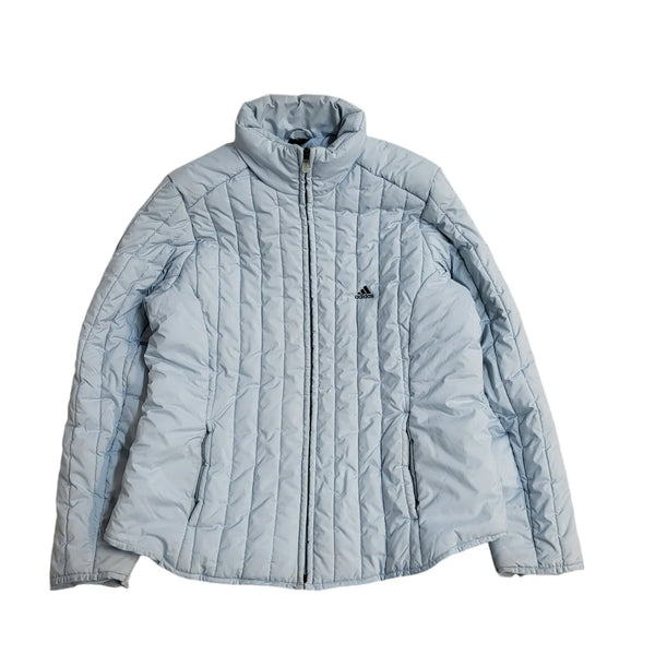 Adidas Vintage 90s Light Blue Quilted Sports Jacket Uk Women's Size 16
