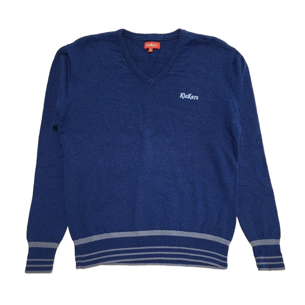 Kickers Wool Jumper Blue V-Neck Uk Men's Size XL L208