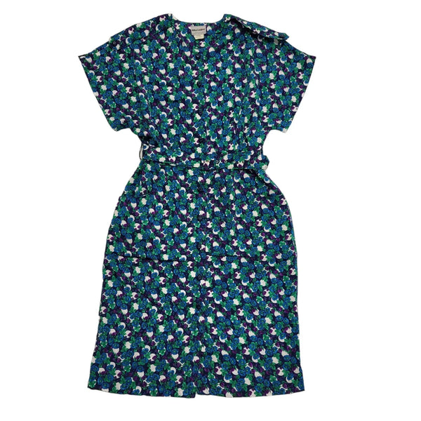 Rita Louise Vintage 80's Blue Floral Daywear Dress Uk Women's Size 14