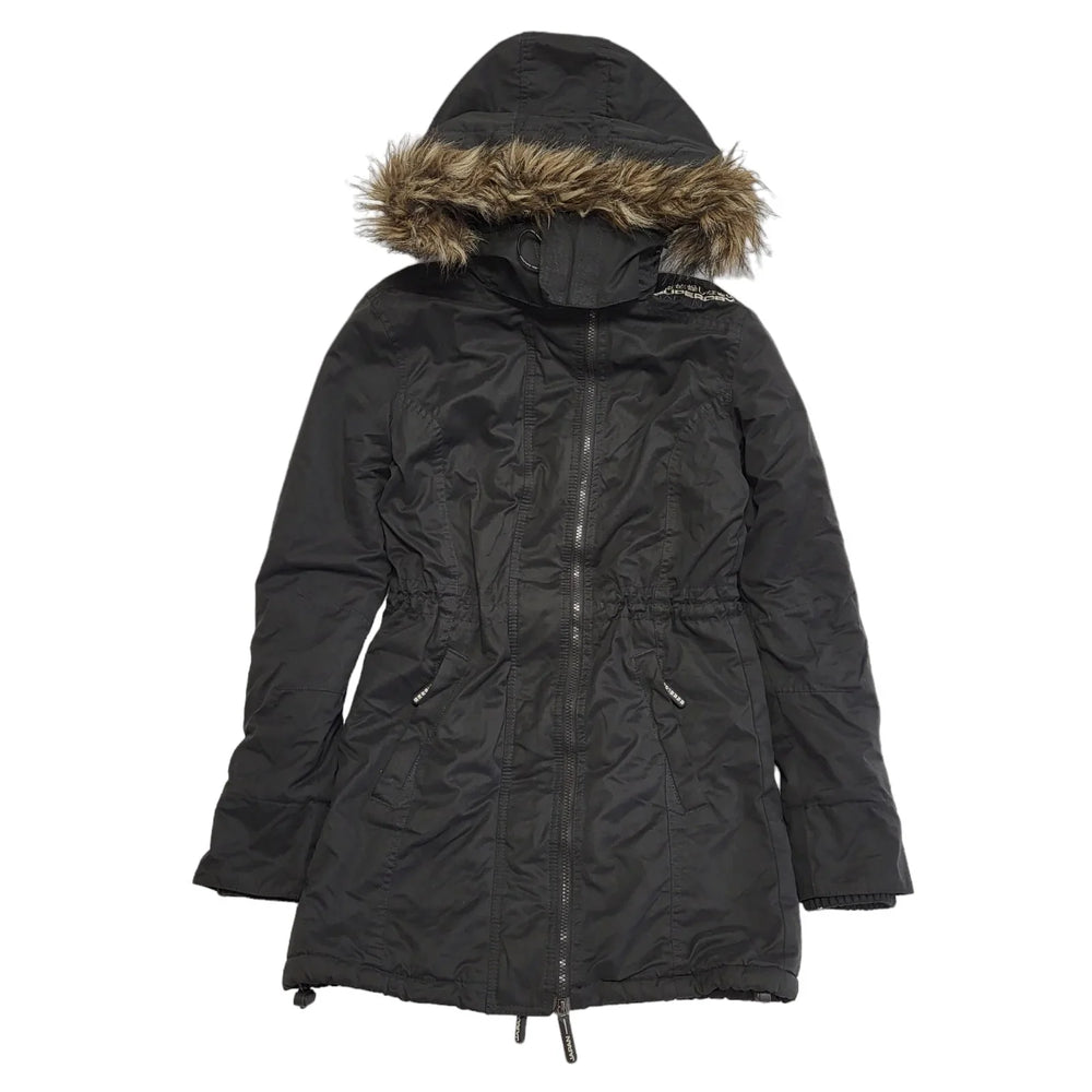 Superdry Japan Black Zipped Hooded Jacket Women's UK S 8 eu 36 H392