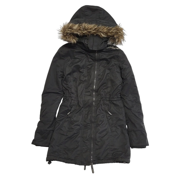 Superdry Japan Black Zipped Hooded Jacket Women's UK S 8 eu 36 H392