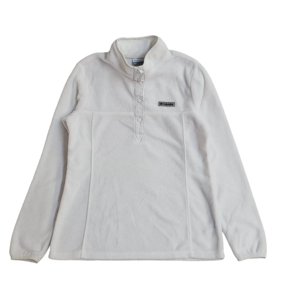 Columbia White 1/4 Snap Button Fleece Base Layer Women's UK Size S EE436
