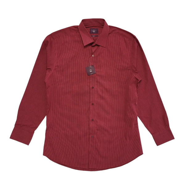 Moss Red Striped Long Sleeve Regular Fit Shirt Mens UK Size L DD32