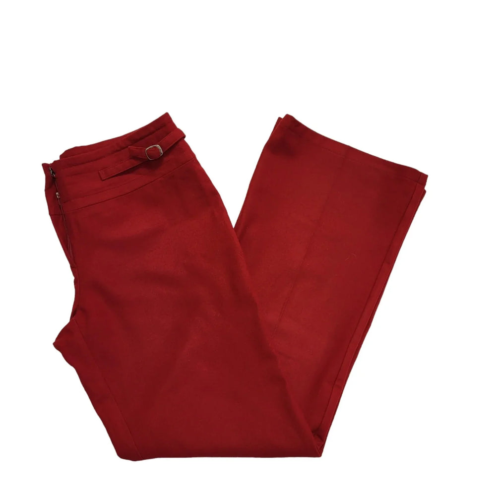 Dial Less Red Wide Leg Dress Trousers Uk Women's Size 14 W32 L31