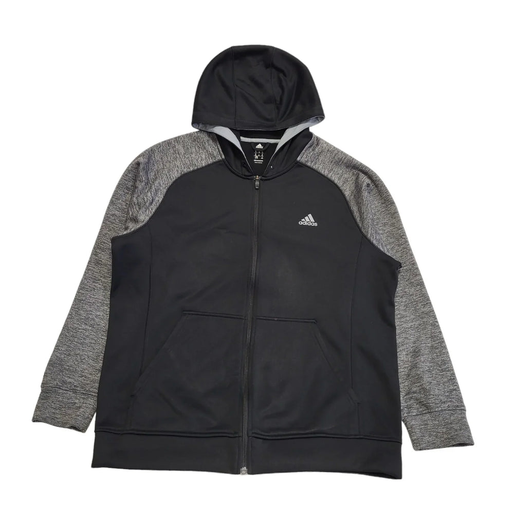 Adidas Black Grey Zip Sports Tracksuit Hooded Top Jacket Men's  uk XL H235