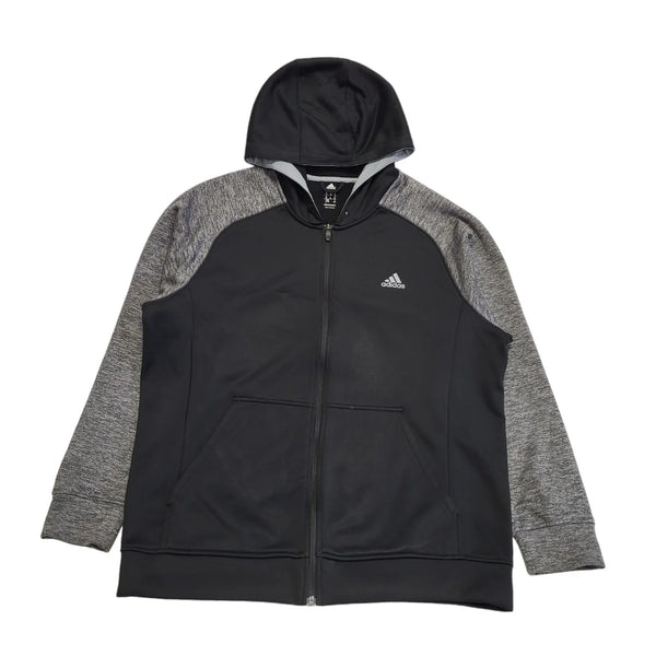 Adidas Black Grey Zip Sports Tracksuit Hooded Top Jacket Men's  uk XL H235