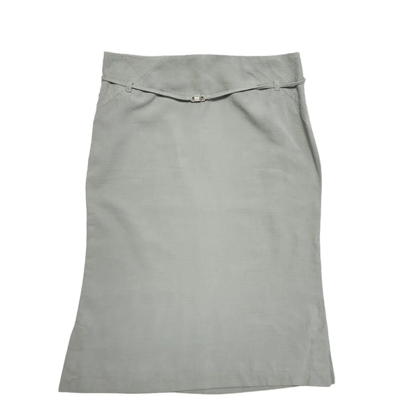 Mango Blue Straight Knee Length Belted Skirt Womens UK Size 8 W27 CC468