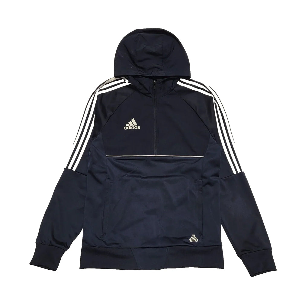 Adidas Navy Blue White L/Sleeve Hooded Tracksuit Top Men's UK S EU 46 H979