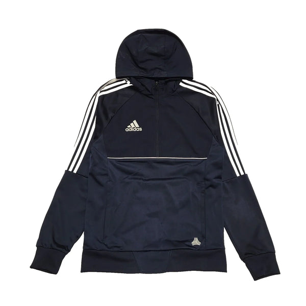 Adidas Navy Blue White L/Sleeve Hooded Tracksuit Top Men's UK S EU 46 H979