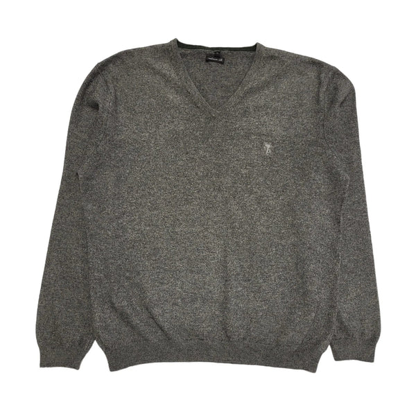 Vintage Grey V-Neck Y2k Cashmere Silk Jumper Uk Men's Size XL
