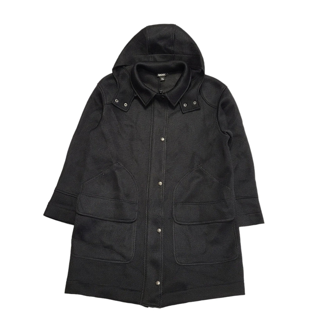 DKNY Black Zip & Snap Hooded Jacket UK Women's Small BB661