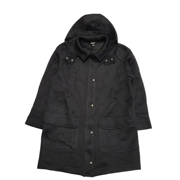 DKNY Black Zip & Snap Hooded Jacket UK Women's Small BB661