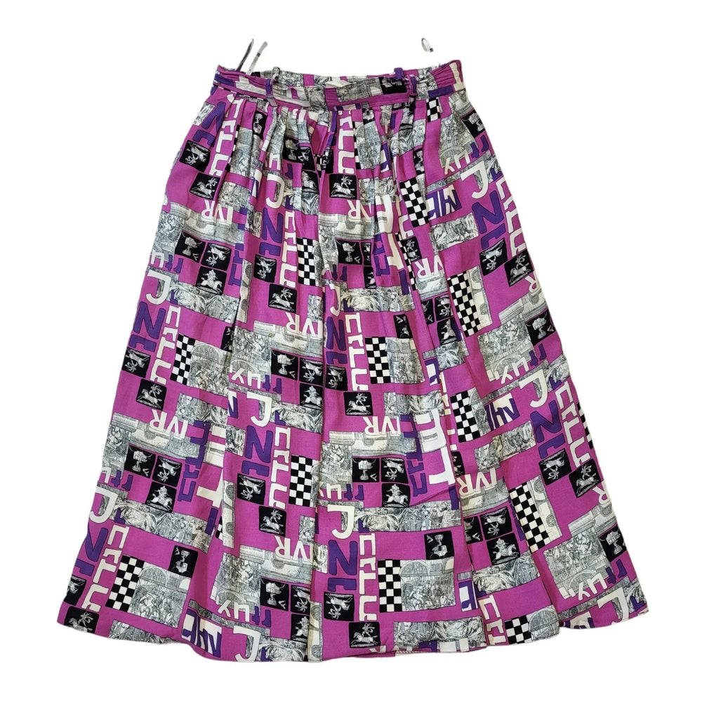 80's Vintage Purple Graphic Print Skirt Women's Size 10 EU 38 W28