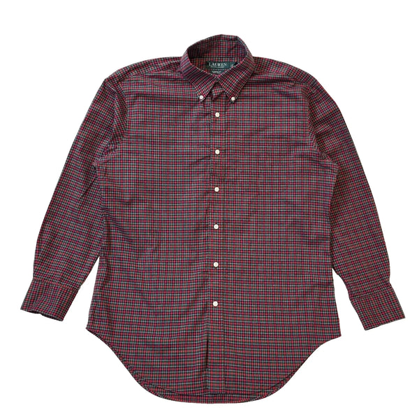Ralph Lauren Red Green Check Long Sleeve Shirt Uk Men's Medium G583