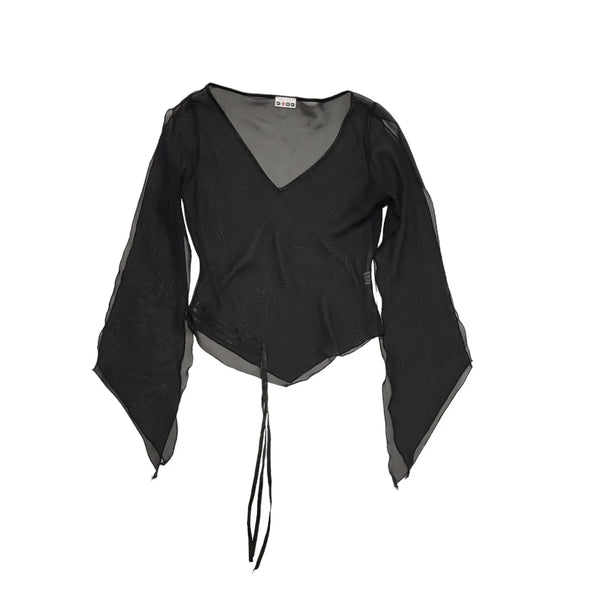 Kube Y2k Black 3/4 Sleeve Blouse Uk Women's size 12