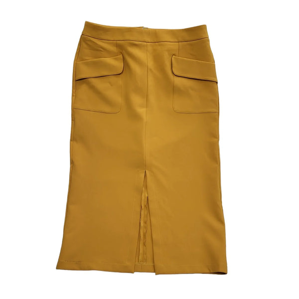 Topshop Mustard Front Pockets Skirt UK Women's 16 W34 Bnwt CC462