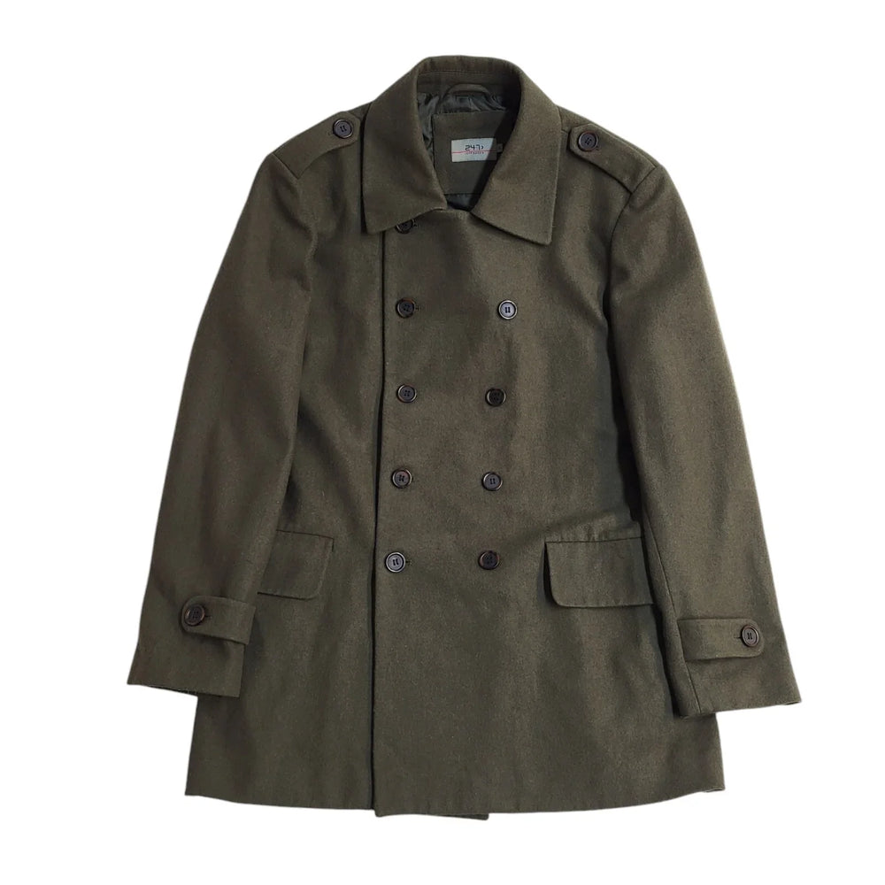 Jeff Banks 24:7 Green Button-Up Overcoat Uk Men's Size XL EE826
