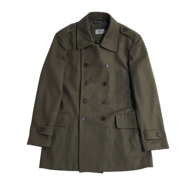 Jeff Banks 24:7 Green Button-Up Overcoat Uk Men's Size XL EE826