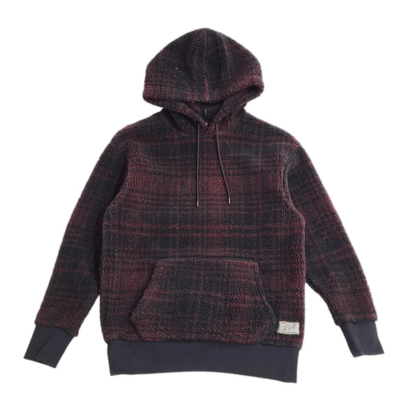 Levi's Purple & Black Checked Fleece Drawstring Hoodie Women's UK Size S EE437