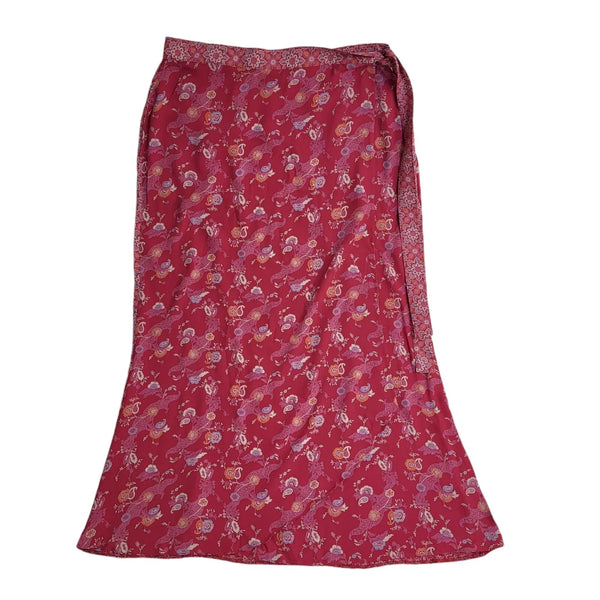 M&S Pink Vintage 90's |Floral Wrap Around Long Skirt Women's Size 16 W34