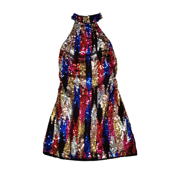 Superdry Pink Blue Sequins Sleeveless Evening Dress Uk Women's Size XXS DD855