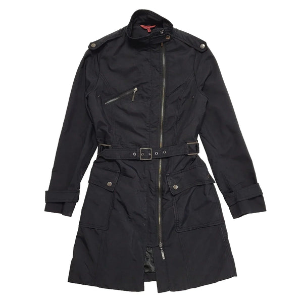 Debenham's John Richmond Black Belted Zipped Coat Women's Size S K954